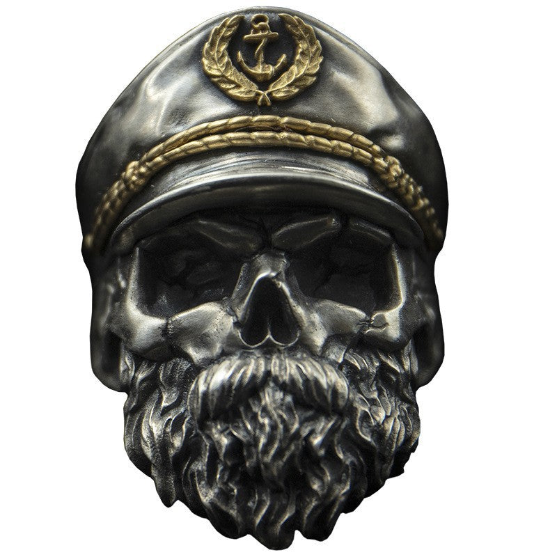 Wholesale Men's Skull Officer Open Metal Ring